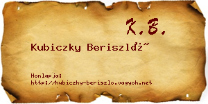 Kubiczky Beriszló névjegykártya